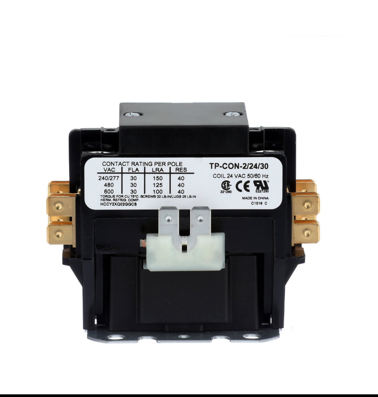 Contactor- 2 Pole, 24 VAC, 30 Amp